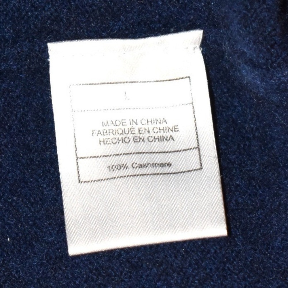 Quince Sweater Womens Large Navy Blue 100% Cashmere Crewneck Long Sleeve - Picture 4 of 4